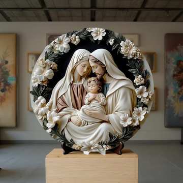 Catholic Decoration Holy Family in Floral Harmony
