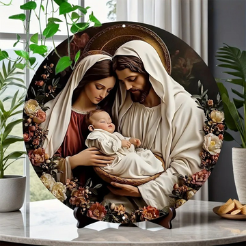 Catholic Decoration Holy Family with Welcoming Flowers
