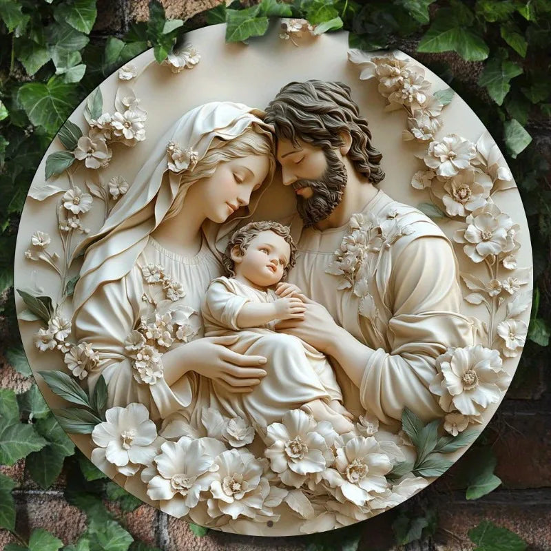 Catholic Decoration Holy Family of Peace with White Flowers