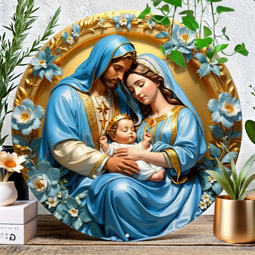 Catholic Decoration Holy Family Divine Blue Mantle