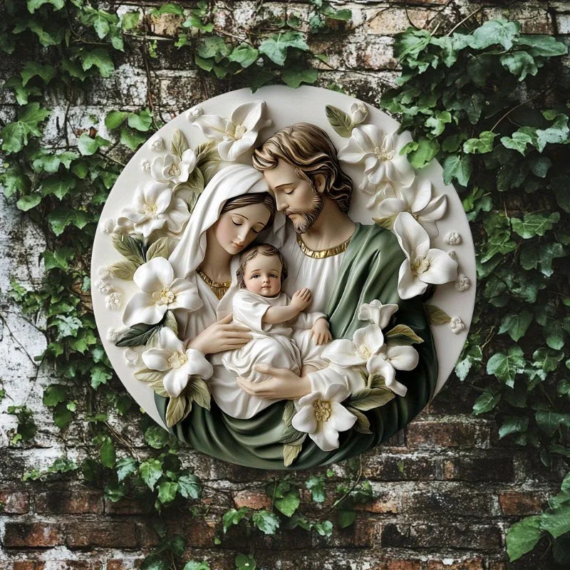 Divine Holy Family Catholic Decoration with Flowers