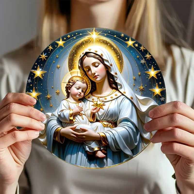 Catholic Decoration Our Lady with Baby Jesus and Celestial Stars