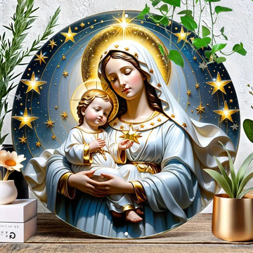 Catholic Decoration Our Lady with Baby Jesus and Celestial Stars