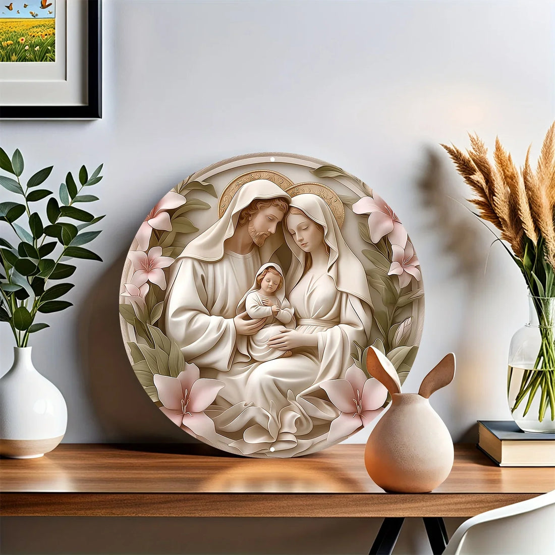 Catholic Decoration Holy Family with Lilies