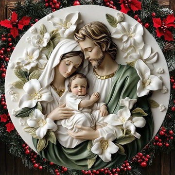 Divine Holy Family Catholic Decoration with Flowers