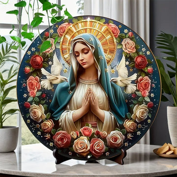 Catholic Decoration Our Lady with Roses and Doves