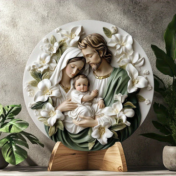 Catholic Decoration Holy Family with White Flowers